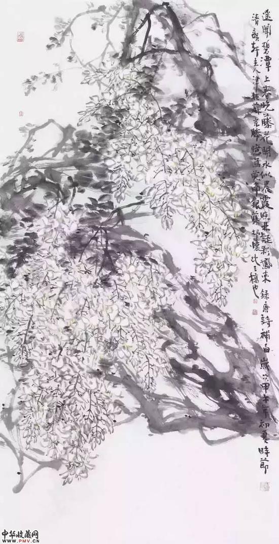 苏宗胜 春晚藤花开  136cm×68cm  纸本设色  2014年