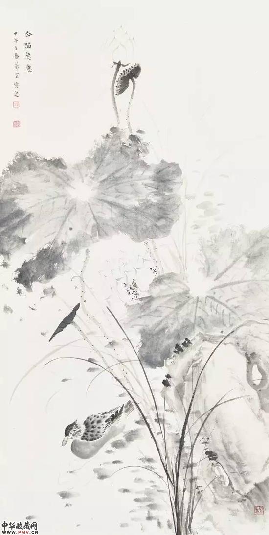 付万全 去留无意  136×68cm  纸本设色  2014年