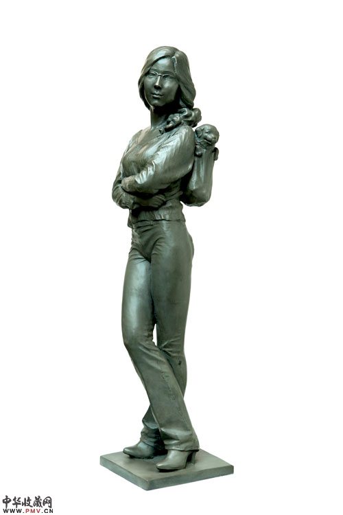 《都市咖啡-女孩儿二》高90X长35x宽30cm 青铜 2013年