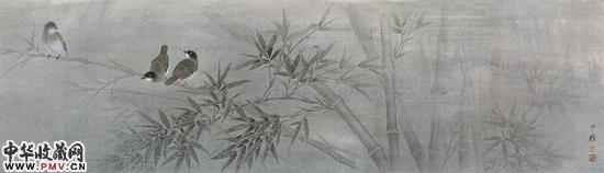 清风劲节，周中耀，2013 年，纸本设色，34cm×135cm