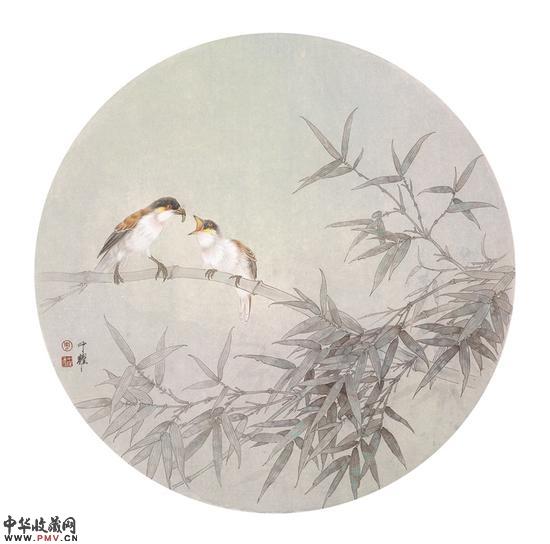 清荫，周中耀，2015 年，纸本设色，直径65cm