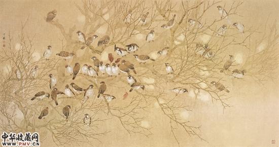 秋乐图，周中耀，2013  年，纸本设色，92cm×210cm