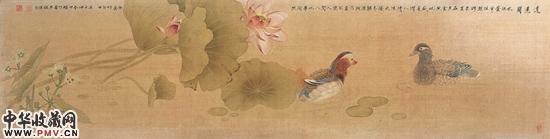 逍遥图，周中耀，2012 年，纸本设色，34cm×137cm