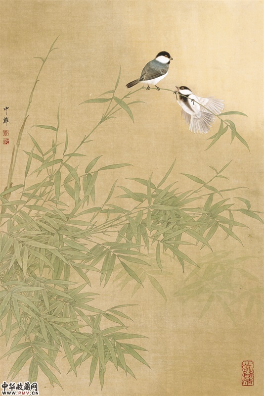 新梢弓动疑风来，周中耀，2000 年，纸本设色，95cm×62cm