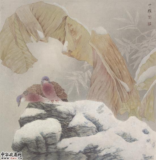 冬容，周中耀，2015 年，纸本设色，64cm×62cm