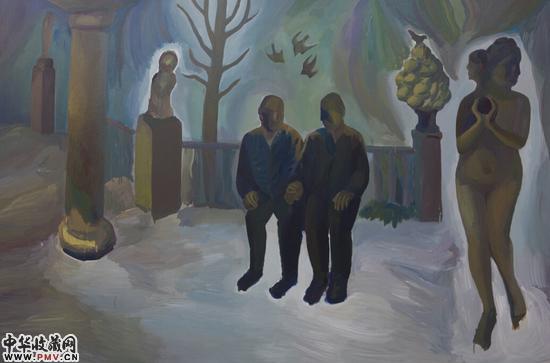 聂世伟 花与飞鸟和着时光 布面丙烯 200x300cm 2015