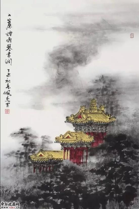 入廉烟雨琴书润68CM-46CM（纸本设色）2015年.webp