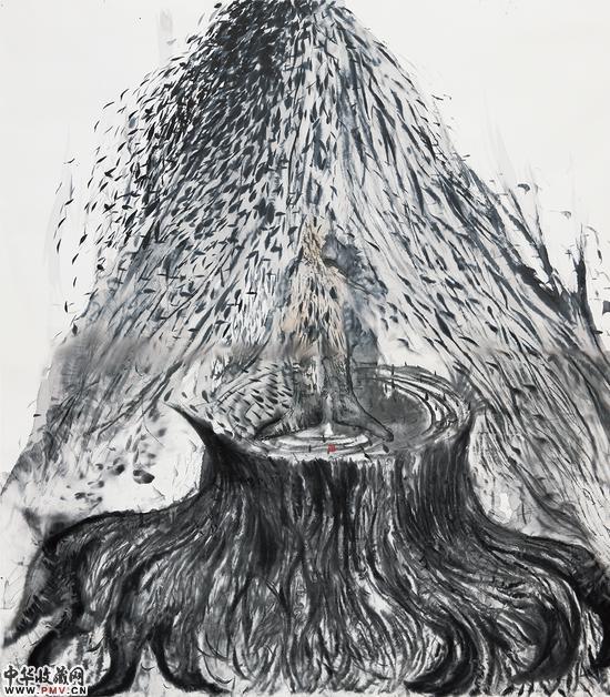 王继涛《根》纸本设色  196cmx180cm  2012