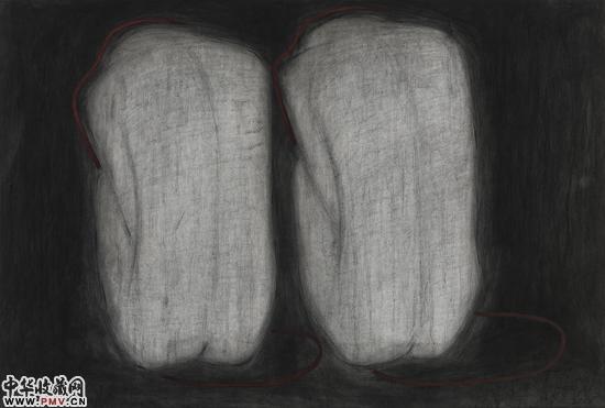 贾秋玉《H.谜团》纸本水墨  96cmx142cm  2015