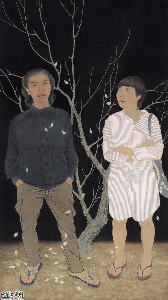 冯士坤《消失的记忆1》绢本设色  200cmx110cm  2012