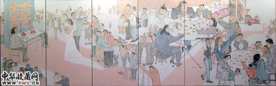刘彬《同喜?2008年8月8日》纸本设色  230cmx576cm  2008