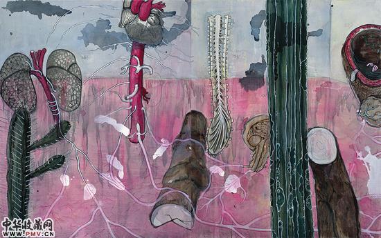 没有树叶的将开森林8-150×120cm×2---布面丙烯--2016-