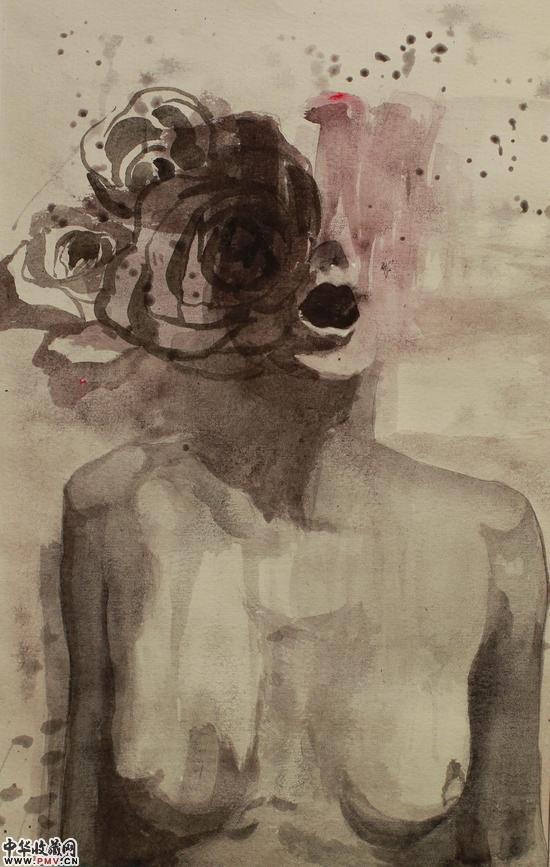 田芳芳 呼喊28X18cm纸上油画2015年