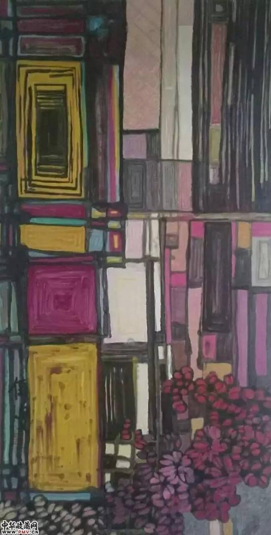 杨佴旻 《光的戈壁》 2016年 136x68cm 纸本设色