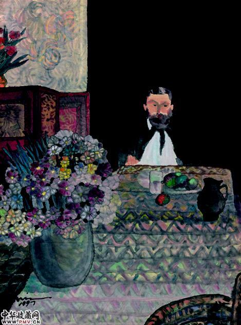 杨佴旻 《安德鲁博士》 46X34cm  1997年作 纸本设色