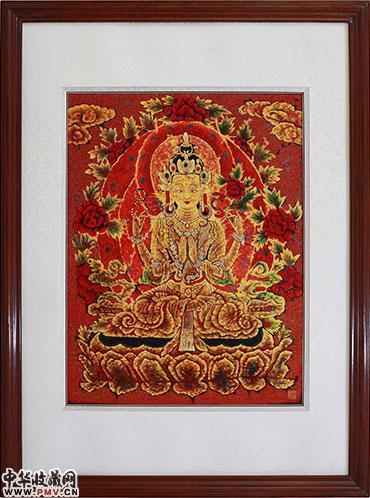名瑞刺绣原图作者徐里《四臂观音》 125x94cm