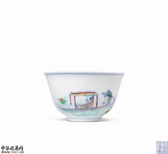 7#7 清康熙 斗彩荷塘泛舟纹杯