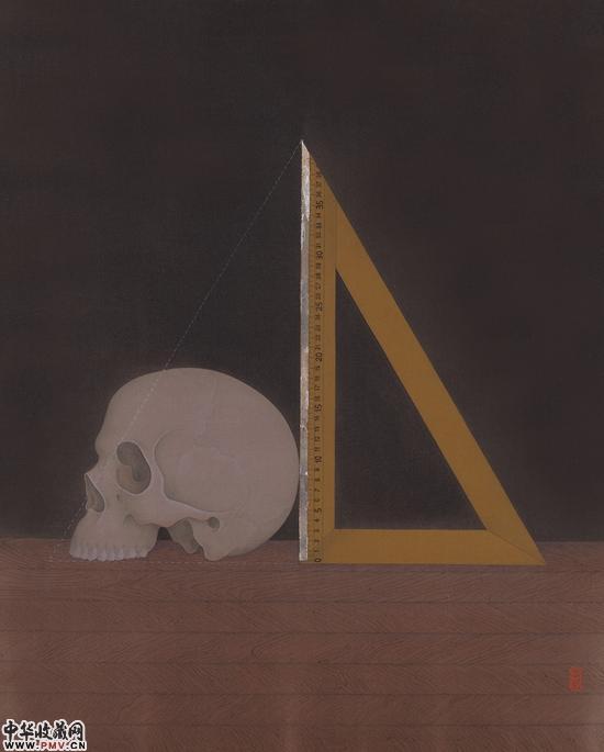 曾志钦 测量行为 2015 绢本设色 50×40cm