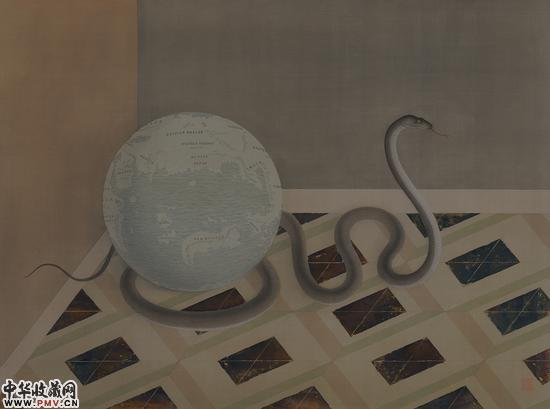 曾志钦 黑蛇的蜂巢假期 2015 绢本设色 75×100cm