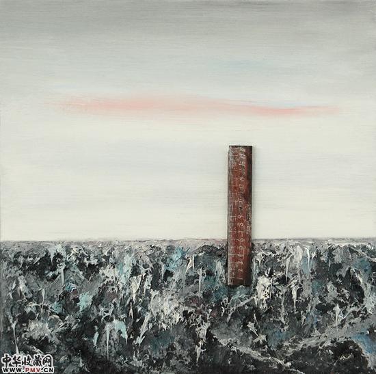 包旭《失去变成了诱因》布面综合材料，将开50×50cm，幕收2016