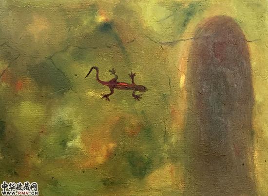 包旭《一指两世》布面油画，30×40cm，2014