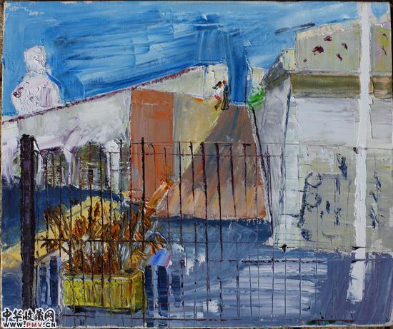 傍晚昂蒂布的城墙坡道 40×50cm 布面油画 2015