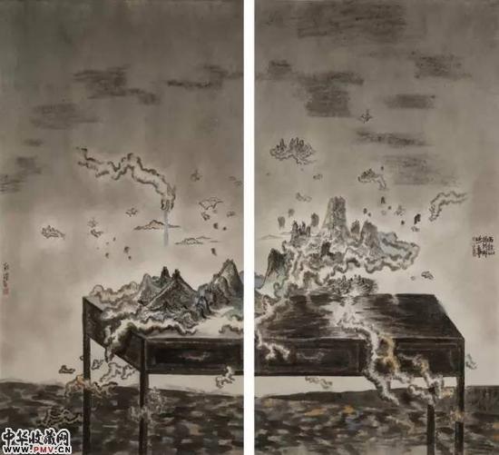 刘  钻《 大云水  留别》 180 x180cm  2016  纸本