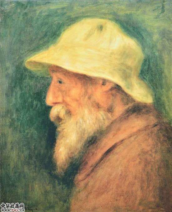 雷诺阿－戴白色帽子的陆北自画像