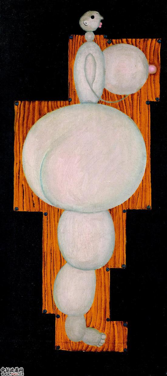 曹涌《方与圆》布面油画 CAO Yong, Square and Round, Oil on canvas, 99x44cm, 1982