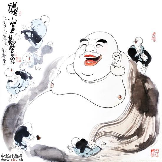 刘汇茗 满堂欢喜 68×68cm 纸本彩墨 2015年