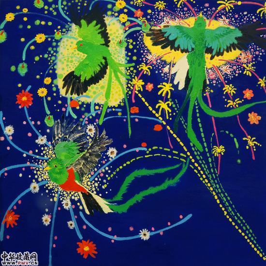 范特西 2  木板油画，油画棒  91×91┩  2016 s 