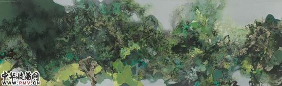 2002 烟翠风清  布面油画  250 x 750 cm