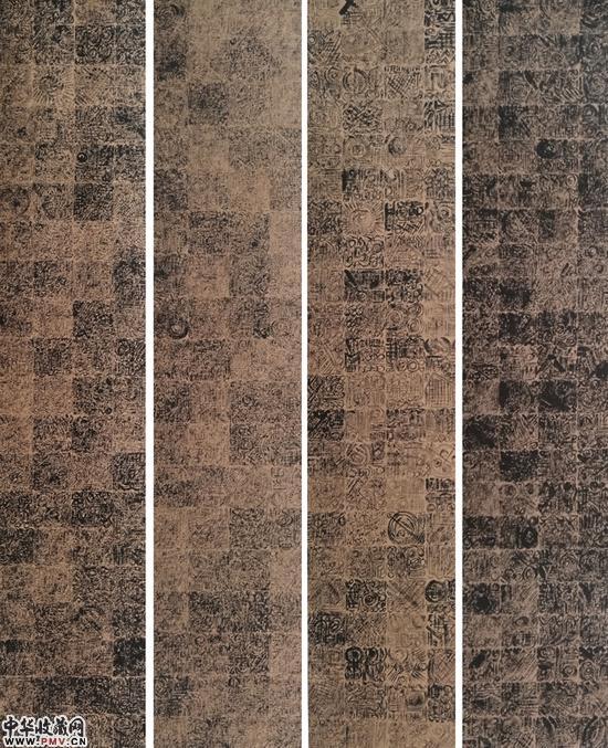 成浦云 《 雕墨》  纸本水墨 235x53cmx4 2016