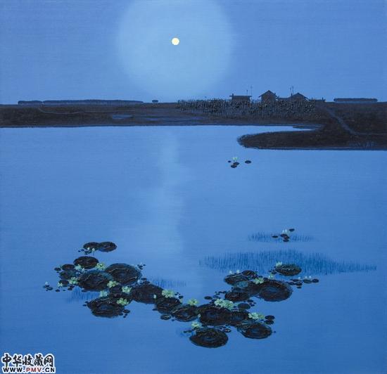 58艺术网参展作品 王晟芦 美丽家园-荷塘月色  布面油彩_调整大小