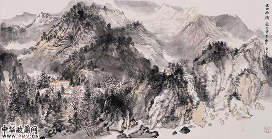 罗素民 《巴山雨后》 纸本水墨 136X69CM  2015