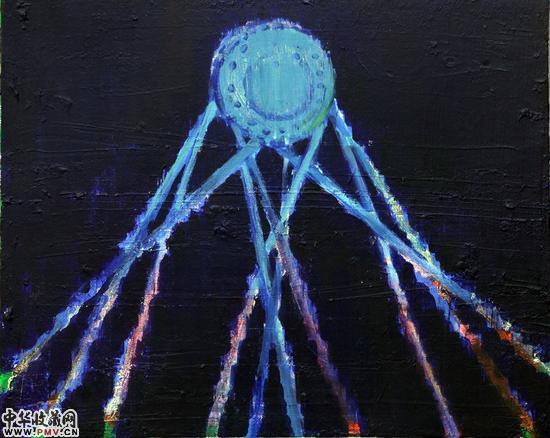 蔡泽滨  撞击式的月美对角线1  布面丙烯  40cmx50cmx2  2014