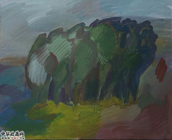 聂世伟  高速路旁的小树林  布面丙烯  80cmx100cm  2015