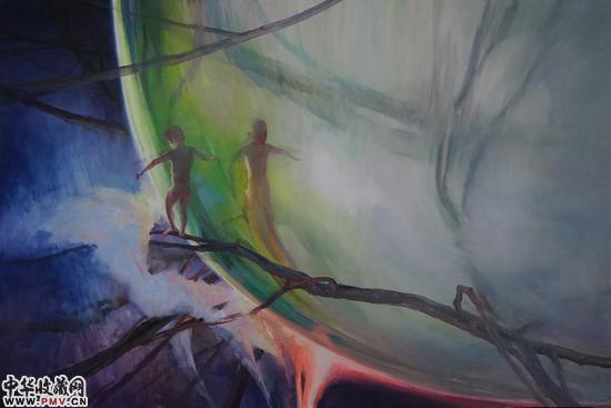 史成栋  表面NO.1  木板油画  120cmx180cm  2016