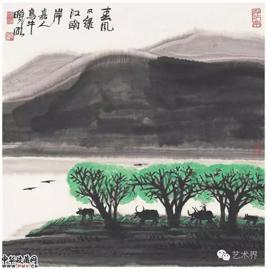 春风又绿江南岸--（山水）69X69cm