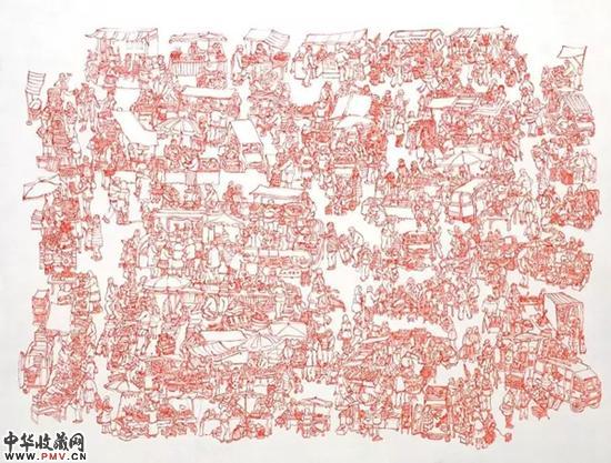 徐天天 昂热集市 2010 布面丙烯 156 X 120 cm