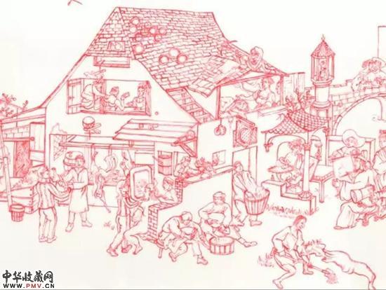 徐天天 中西美术史之旅 （局部） 2012-至今 纸本、丙烯 900 X 25 cm