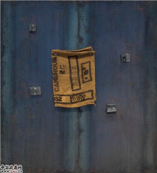 Jannis Kounellis 雅尼斯·库奈里斯 无题 钢板上粗麻布、玻璃、铁铅 200 x 180 cm 1989