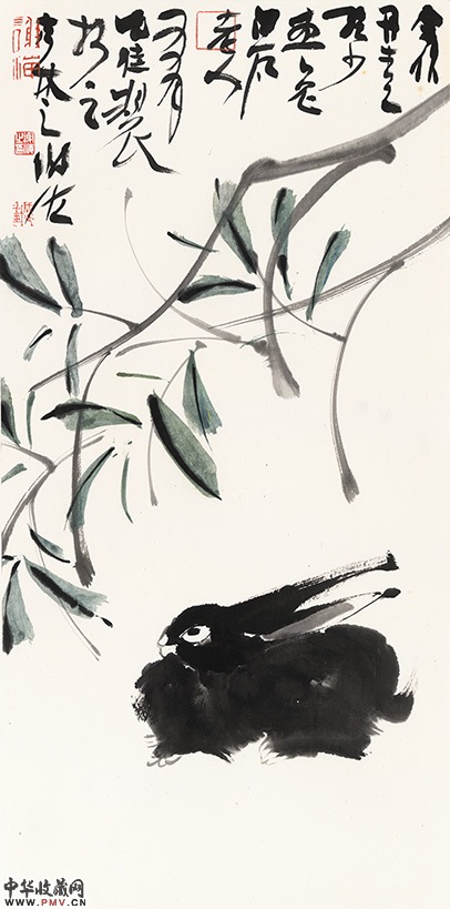 谢海  兔爷  彩墨纸本  70cm×35cm  2015年