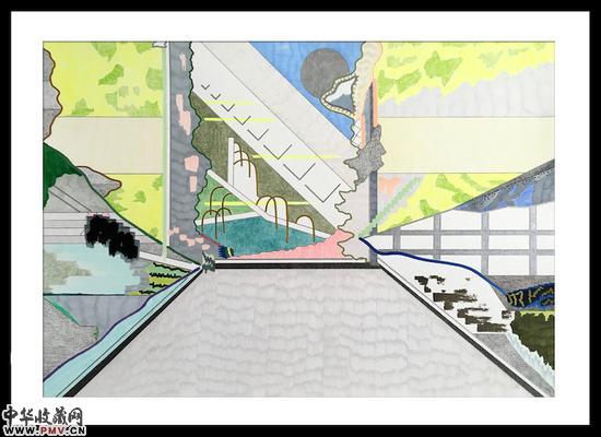 金景鸿  人工湖 纸本综合材料 27X39cm 2016