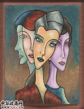 《桃李争春》　　2012 年作　　油彩、纸，47.5 x 35.1 公分