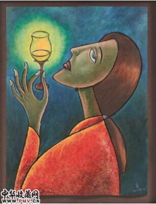 《心语》　　2012 年作　　油彩、纸，47 x 35 公分