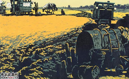 《荒地通讯员》木版套色 35×57cm 1961