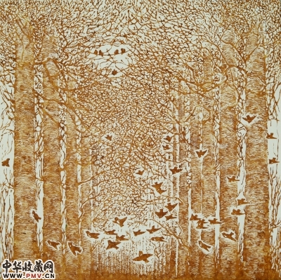 闹春（版画）  1985年  沙清泉