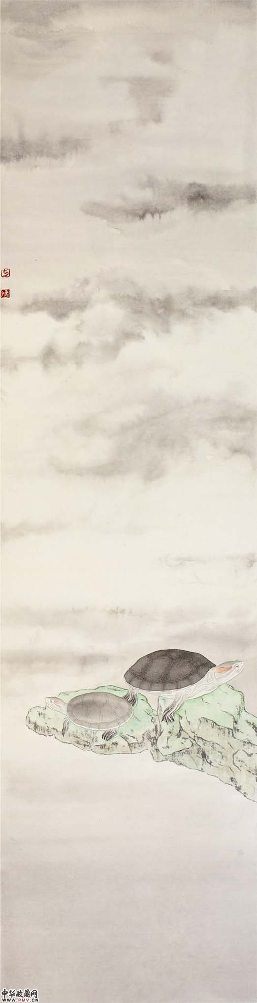 《高天流云4》131×33 cm纸本设色2015