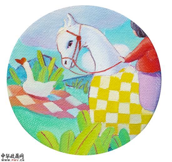 半梦-游2 Unfinished Dream-play 2  布面油画 Oil on 将于Canvas  Diam.15cm 2016